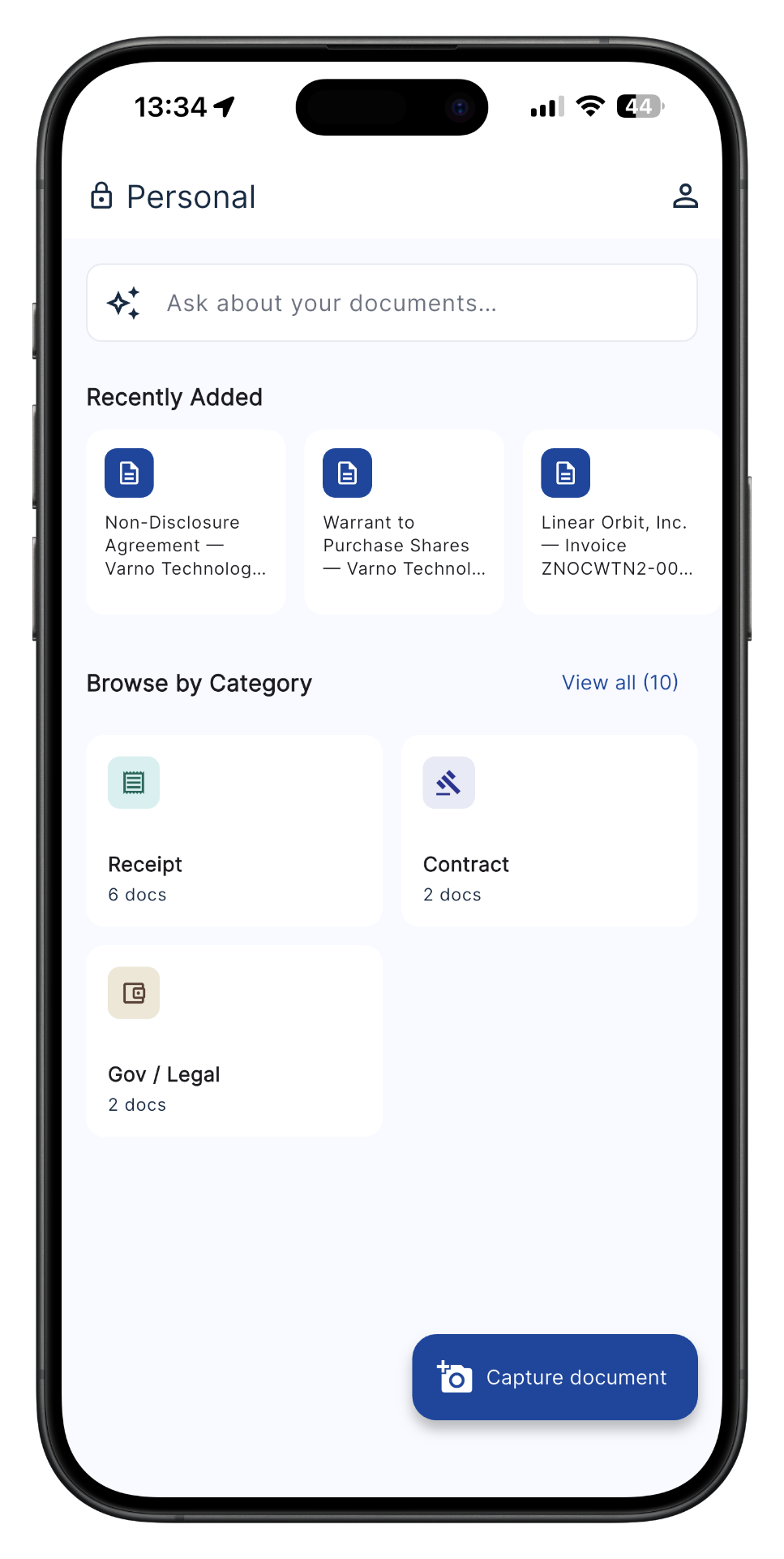 Stasher app on iPhone